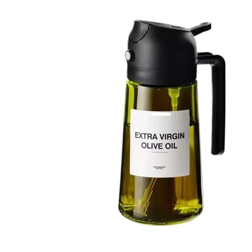 Imagen de DMWLZHO Dispensador y pulverizador de aceite de oliva 2 en 1 de vidrio verde oscuro