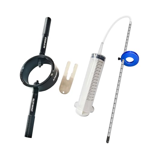Image of Motorcycle Fork Service Kit with Spring Compressor & Oil Level Tool | Adjustable Fork Maintenance Tools, For Upside Down Streetbike Forks. Supports Spring Compression And Oil Level Setting