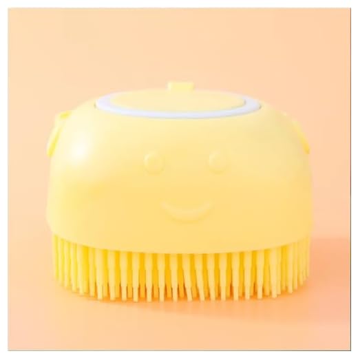 Dispensador De Shampoo, escova Sabonete Esponja De Silicone Para Banho Crianças Adultos Pet Cachorro Gato (Amarelo)