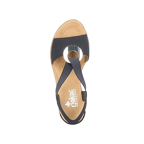 Image of Rieker 624H6 Fanni Women's Wedge Sandals - Lightweight, Comfortable and Supportive - Slip On Sandals with Cushioned Insole and High Wedge for Everyday Stylish Wear