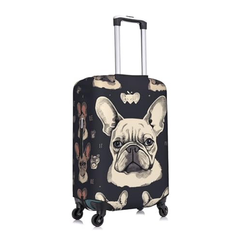 I Love French Bulldog Luggage Cover for Suitcase TSA Approved Elastic Suitcase Cover Anti-Scratch Travel Luggage Protector Cover Washable Trolley Case Cover Fit 18-32 Inch Luggage Small3