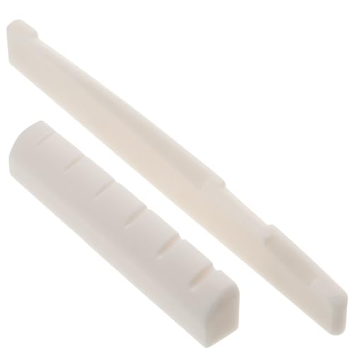 HALLMERS Slotted Bone Nut (44mm) & Compensated Saddle (74mm) - Replacement Part Upgrade for Improved Intonation & Tone on Acoustic Guitars