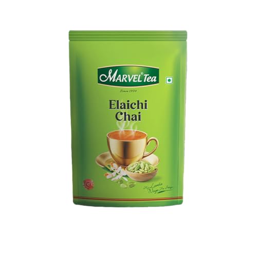 Image of Marvel Tea Elaichi Tea 1Kg, Handpicked Leaves & Natural Ground Cardamom From Assam & Darjeeling, Black Chai