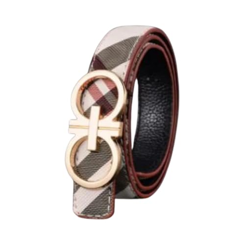 Kid's Stylish Plaid Belt with Gold Buckle – Fashionable Designer-Inspired Waist Belt