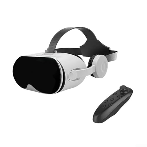 Auriculares de realidad virtual para smartphone, gafas VR 3D con auriculares integrados, juegos inmersivos para iOS, visor de películas de campo de visión amplio, ajustable (negro)