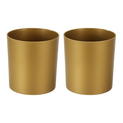 M METERXITY 2-Pack Macetas de Plástico, 6 Pulgadas Maceteros Redondos de Flores Contenedores de Macetas para Interior/Exterior/Jardín, Soporte para Plantas [Tono Dorado]