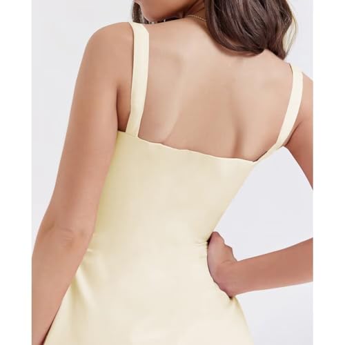 Image of Floral Corset Midi Dress Square Neck A Line Dress with Slit | Square neck floral midi dress with front tie bust wide straps A-line skirt side slit and lightweight fabric