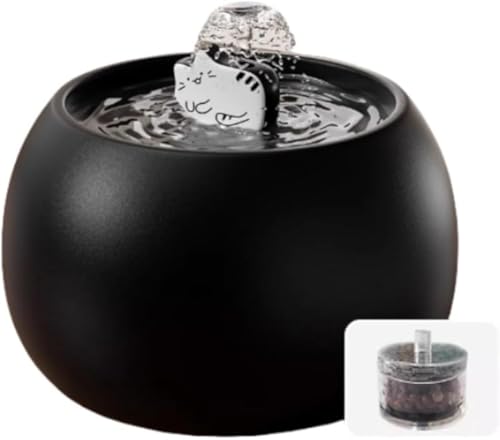 Xiraivke ペットの白黒漫画子猫セラミック水噴水犬電気循環水フィルター自動飲用噴水猫ボウル