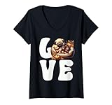 donna i love pugs graphic for fall cute sleeping dog for autumn maglietta con collo a v