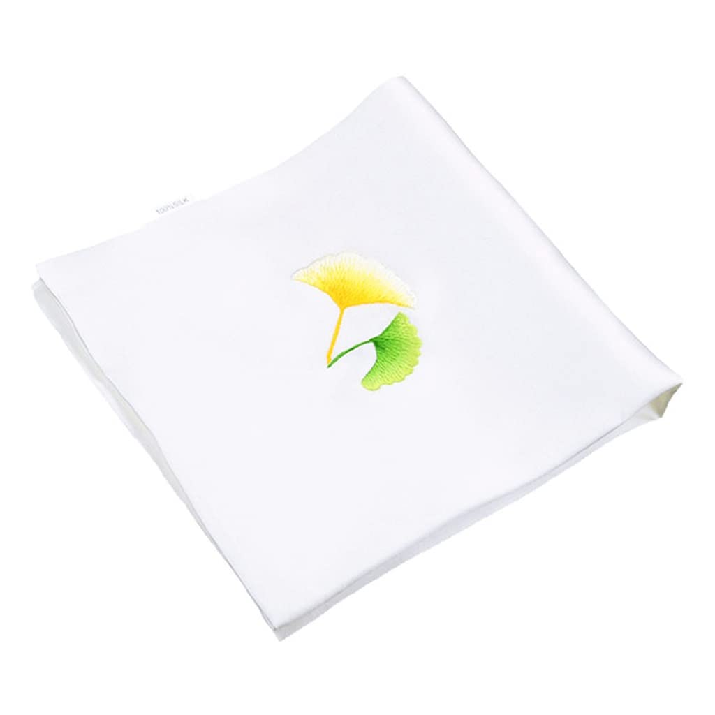 Su Embroidery Ginkgo EmbroideRood Silk Handkerchief Ladies Art Mulberry Small Square Scarf (Wit 35x35cm)