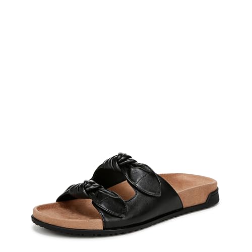 VIONIC Women's Elara Slingback Sandals, Black Leather, 8.5 Wide