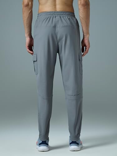 Image of TECHNOSPORT Men's Solid Slim Fit Sports Cargo Joggers DURACOOL+ Quick Dry Breathable Moisture Wicking Stretch Gym Track Pants Running Training Fitness Activewear