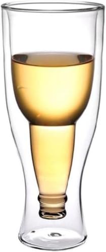 Image of PrimeWorld Double Wall Beer Mugs 300ml - Set of 2 pcs | Freezable Upside Down Borosilicate Glasses | Insulated No-Sweat Cups for Iced Beer, Cocktails, Camping & Home Bar