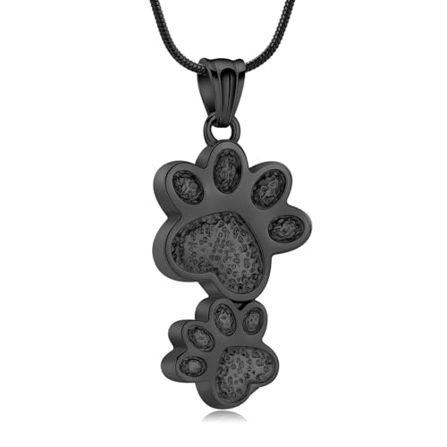 GJASCHGXC カスタマイズされた骨壷ネックレス ダブル犬型ペンダント ステンレススチール 遺灰入れ 犬 猫 女性 男性 メモリアルジュエリー ブラック