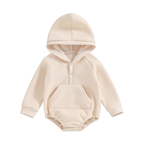 FYBITBO Infant Baby Boys Girls Clothes Fall Winter Hoodie Romper Long Sleeve Sweatshirt Onesie Warm Outfit Cute Clothing