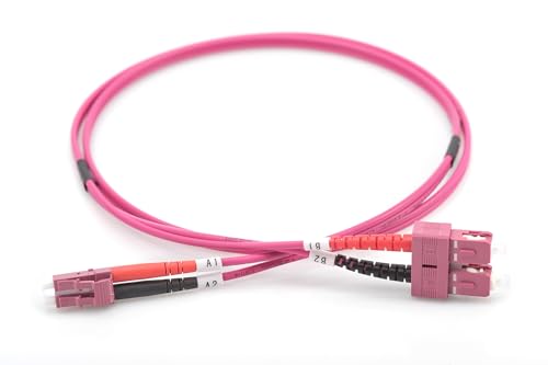 Cable de fibra óptica OM4 LC a SC de 3m duplex violeta multimodo 5 piezas 3