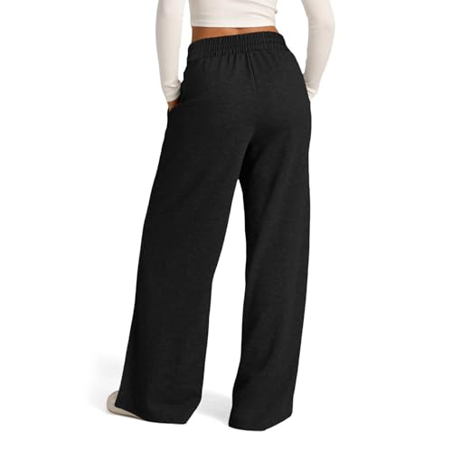Womens Wide Leg Sweatpants Lightweight High Waisted Joggers with Pockets Baggy Comfy Drawstring Lounge Pants 2024