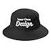 INK STITCH Custom Design Your Own Unisex Logo Text Sun Bucket Hats with String - Black(L/XL)