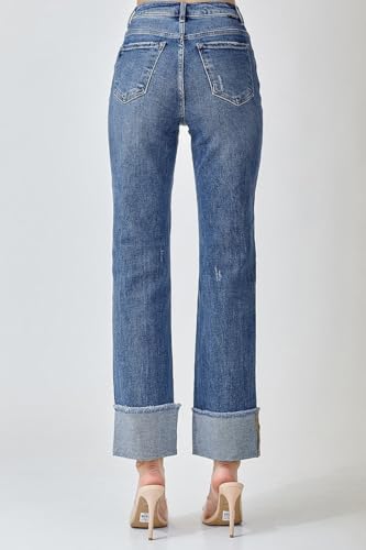 SALT TREE Risen Jeans - High Rise Straight Cuffed Relaxed Jeans - RDP5379CH2