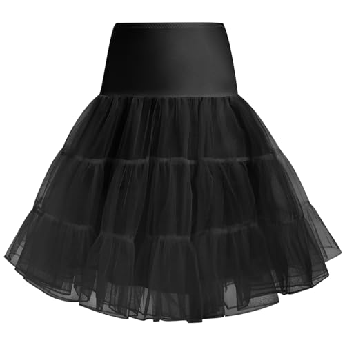 Petticoat Unterrock Damen Kurz Crinoline Reifrock für Rockabilly Kleid 40er 50er 60er Jahre Rock Brautkleid Knielang Tüllrock Elegant Vintage Swing...