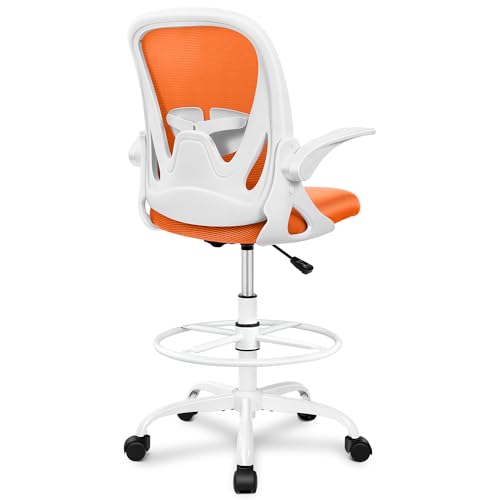 Primy Drafting Chair Tall Ergonomic Chair - Sunset Orange
