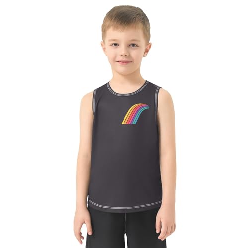 Boys Tank Top Shirts Colorful Striped Rainbow Sleeveless T-Shirts Crew Neck for Kids Clothing Children2