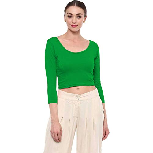 Image of Fressia Fabrics Women's Cotton Readymade Saree Blouse Stretchable Crop Top Choli Bustier Top