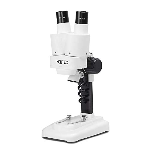 Moutec Kids Microscopio estéreo LED portátil 20X-40X herramienta científica para la educación para magnificar y explorar el micromundo, viene con piedras pequeñas coloridas y adaptador para smartphone
