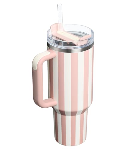 Image of STANLEY Quencher H2.0 Tumbler with Handle and Straw 40 oz | Flowstate 3-Position Lid | Cup Holder Compatible for Travel | Insulated Stainless Steel Cup | BPA-Free | Peach Whip Cabana Gloss