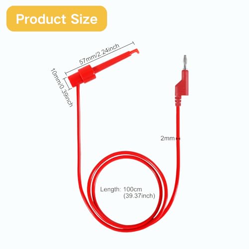 Image of Multimeter Test Lead Set, 5PCS Stackable 4MM Banana Plug to Test Hook, Flexible Testing Cable Wires 500V 5A for Multimeter Electrical Testing, 3.3FT /1M (Banana Plug to Test Hook)