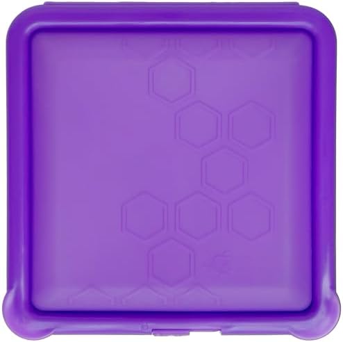Big Bee, Little Bee - SoftShell Reusable Silicone Food Storage Container with Connected Clamshell Lid, Easy to Clean, Snaps Closed, Microwave, Freezer & Dishwasher Safe (Grape) - Thumbnail 2