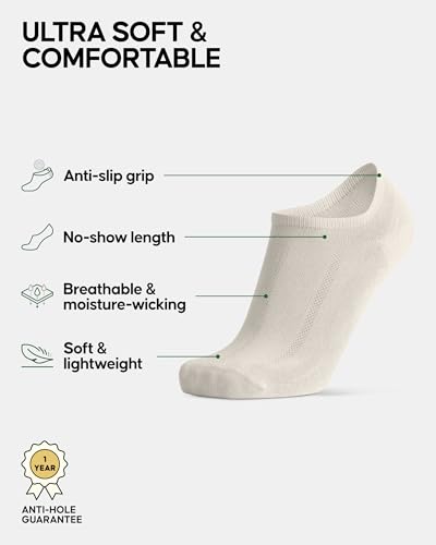 DANISH ENDURANCE No Show Socks Men & Women in Cotton, Invisible, Thin, No Slip Silicone Heel, Dress Socks, 6 Pack2