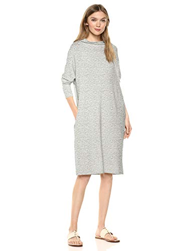 Amazon Brand - Daily Ritual Women's Supersoft Terry Oversized-Fit Modern Funnel-Neck Dress, Heather Grey Spacedye, Medium