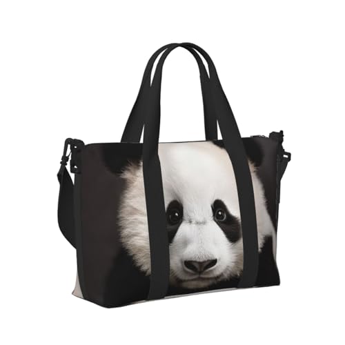 Travel Duffel Bag for Men Gym Bag, Cute Black and White Panda Luggage Bag with Shoulder Strap, Large Gym Tote Bag for Women, Weekender Overnight Bag, Foldable Carry on Bag for Airplane2