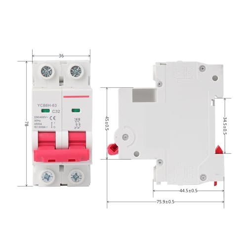 Disyuntor de 4.5kA de capacidad de ruptura y 400V para carril DIN 4