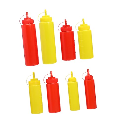 MAGICLULU 8Pcs Ketchup Squeeze Bottles Practical Plastic Sauce Dispensers for Ketchup Mustard Salad Dressings Food Grade Leak