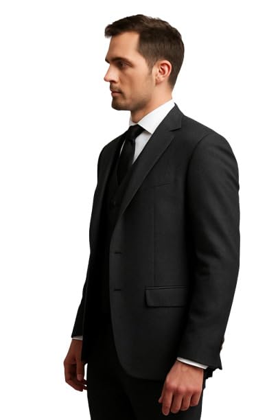 Classic Three-Piece Business Suit, Formal Blazer, Vest and Pants Set Black2