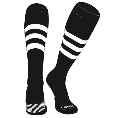 PEAR SOX Striped OTC Baseball, Softball, Football Socks (A) Black, White