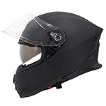 Zorax ZOR-808 Matt Black L (59-60cm) Double Visor Full Face Motorbike Motorcycle Helmet ECE 2206 Road Legal