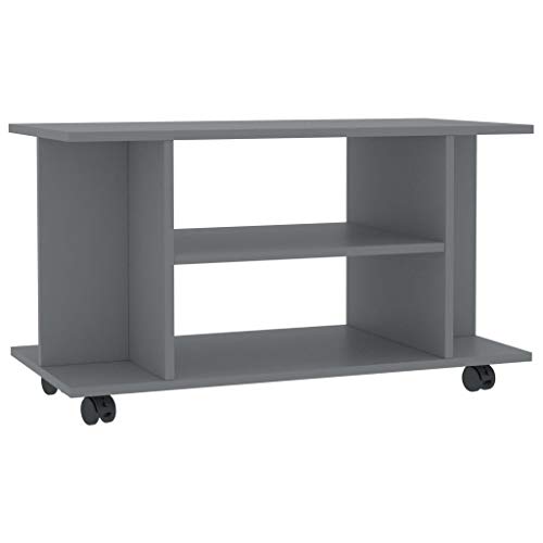 Festnight TV-Schrank mit Rollen und 4 Offenen Fächern TV-Lowboard Fernsehschrank Fernsehtisch TV Tisch TV Möbel TV Lowboard TV Board Grau 80×40×40 cm Spanplatte Cover