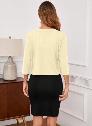 Image of Iandroiy Women's 3 /4 Sleeve Shrugs Lightweight Open Front Cropped Cardigan for Women
