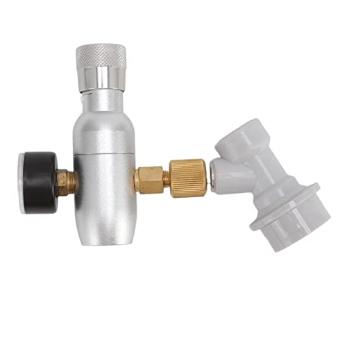 Beer Keg Charger CO2 Dispenser, High Accuracy Gas Lock Keg Regulator, Anodized Aluminum, Sealing Gasket Prevents Leakage, Pressure Adjustment Knob for