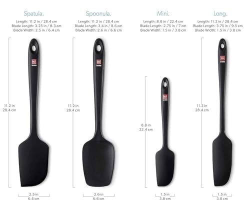 DI ORO Silicone Spatula Set - Rubber Kitchen Spatulas for Baking, Cooking, & Mixing - 600°F Heat-Resistant & BPA Free Silicone Scraper Spatulas for Nonstick Cookware - Dishwasher Safe (4pc, Black)