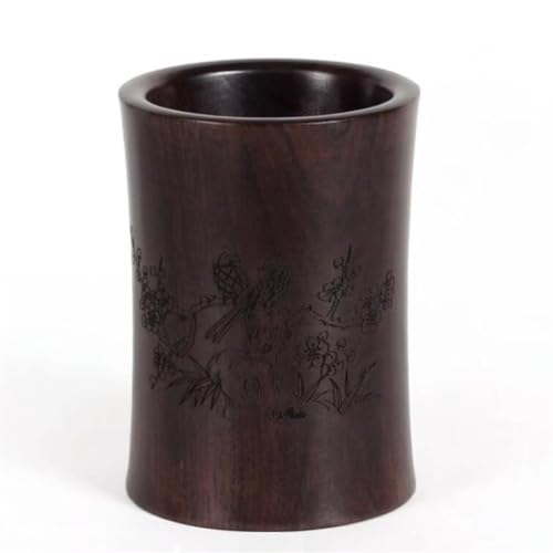 Sculpture en bois artisanale : un porte-stylo d'exception pour bureau