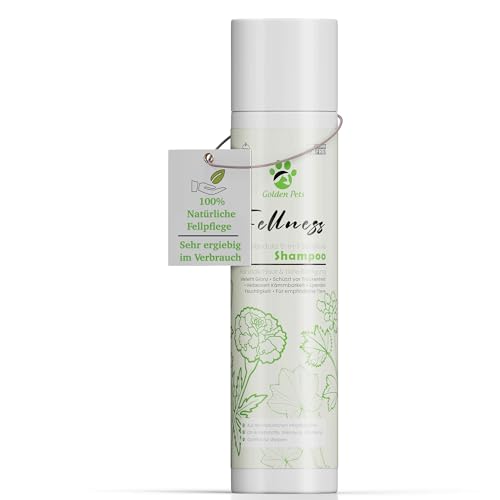 Fellglück Sensitiv Hundeshampoo - Für alle Hunde und Welpen, 100% natürliche Fellpflege gegen Juckreiz, Fellglanz, Fellpflege & bessere Kämmbarkeit, 250 ml + neues E-Book Golden Pets