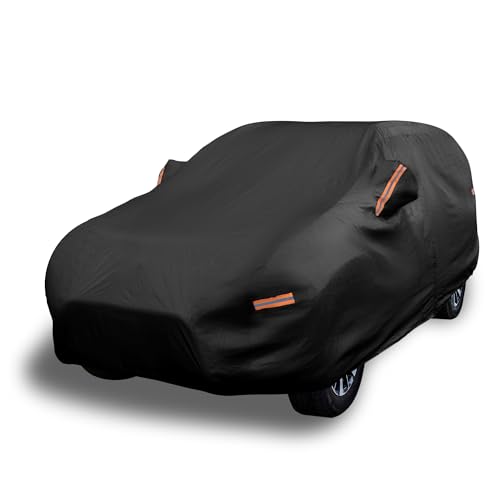 Image of EzyShade Multi-Layer SUV Car Cover Waterproof All Weather - See Vehicle Size-Chart - Outdoor Full Exterior Covers for Automobiles - Heavy Duty Tarp Jeep Rav4 Trax CRV - Black, Size S1 (See SizeChart)