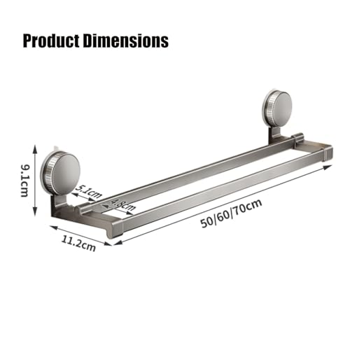 Porte-serviettes ventouse anti-perçage pour carrelage étagère double barre aluminium 50cm - 6