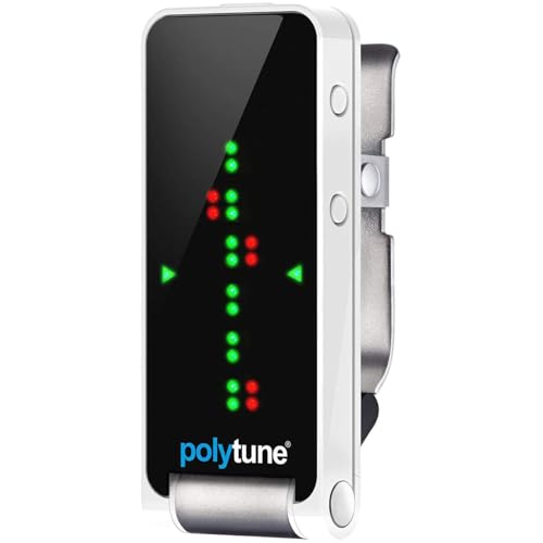 tc electronic polytune clip clip-on tuner with polyphonic strobe and chromatic modes and 108 led matrix display for ultimate tuning performance