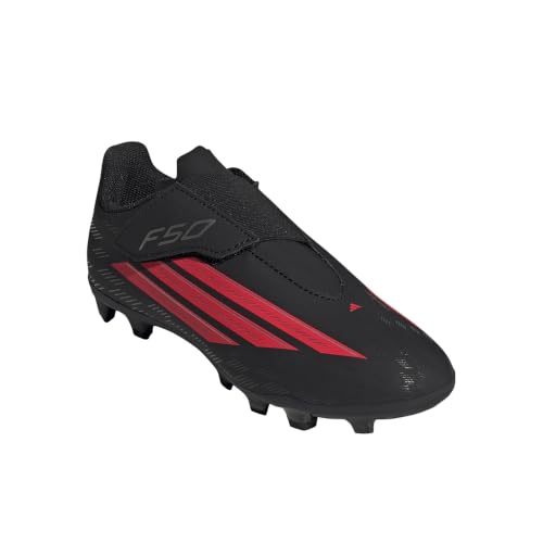 adidas Unisex-Child F50 Club Hook & Loop Firm Ground/Multi Ground, Black/Lucid Red/Black, 9.5 Toddler - image 4