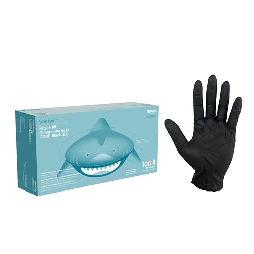 Generic Shark VENTYV NITRILE PF GENERAL PURPOSE CORE 3.5 BLACK 3.5MIL 100 PER BOX (Small)